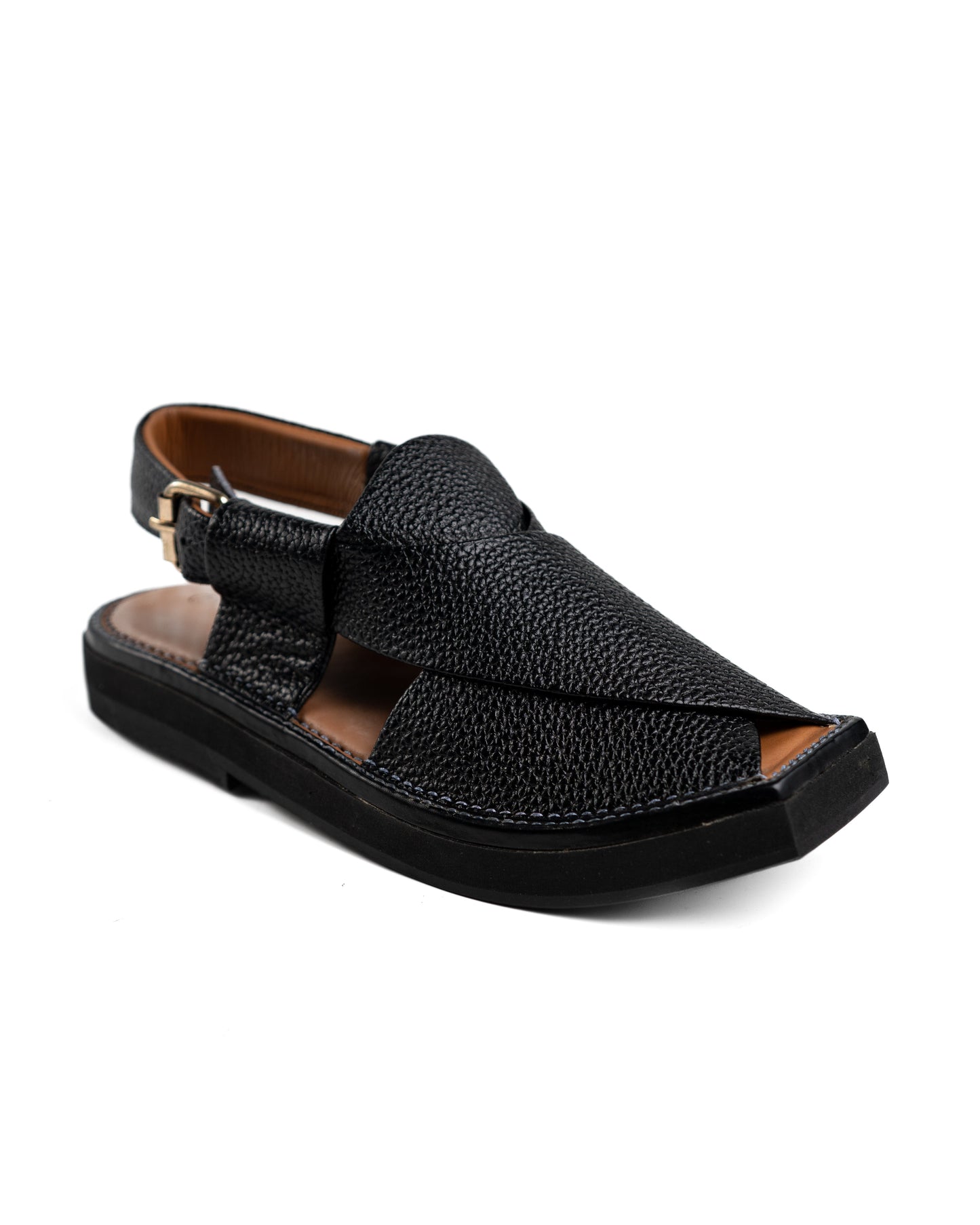 Front view of Heel Ashwood Kaptaan Chappal highlighting its premium leather finish.