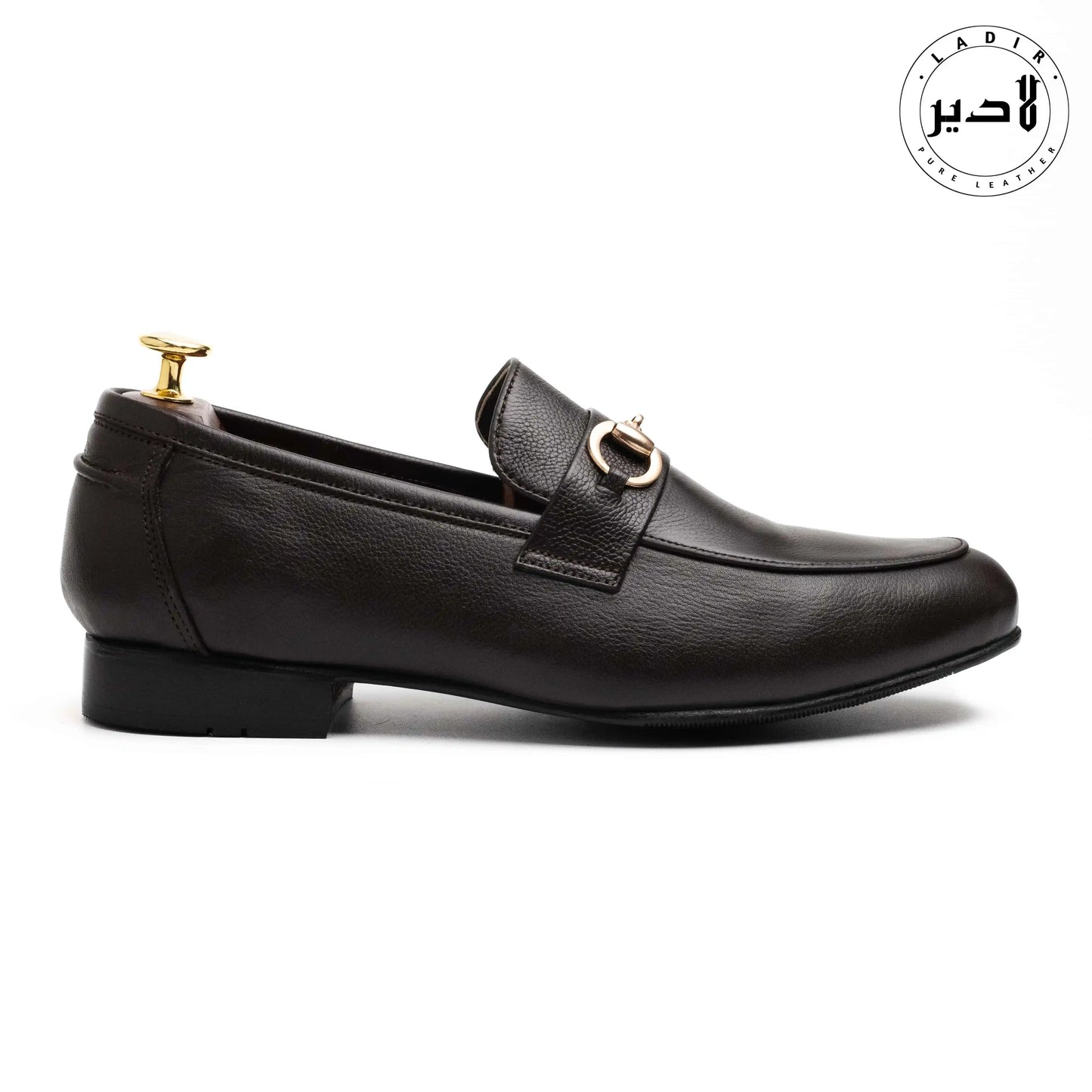 Side angle of MOCA BROWN formal leather shoes for men, highlighting premium craftsmanship and sophisticated style.