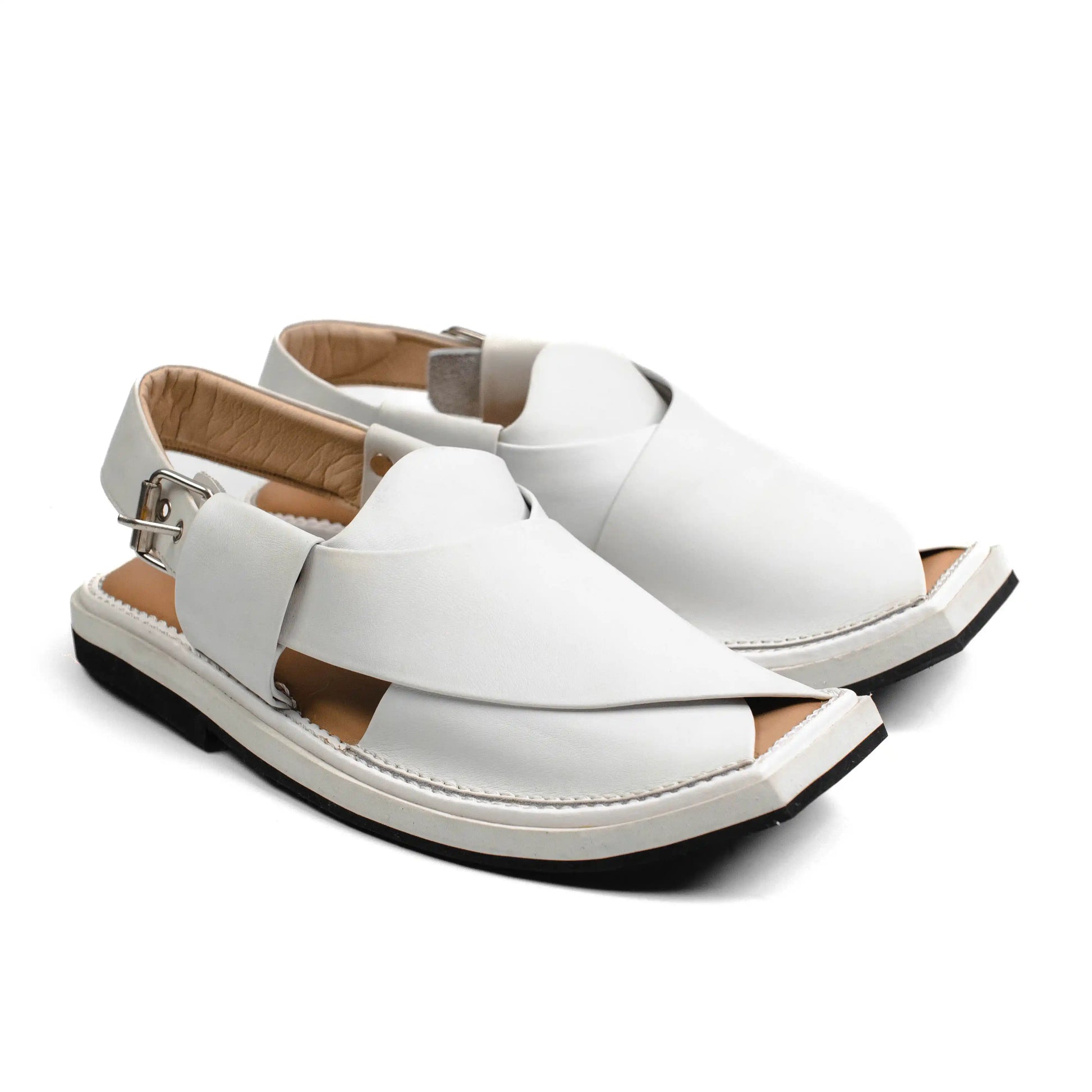 Sleek and elegant HEEL WHITE Kaptaan Chappal for a modern look